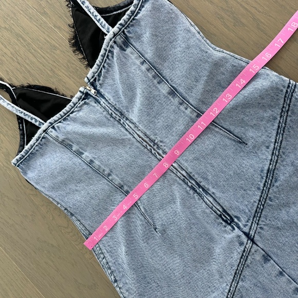 3.1 Phillip Lim Overdyed Denim Slip Dress Lace Trim Denim Dress Black - Size 2 - Picture 8 of 10